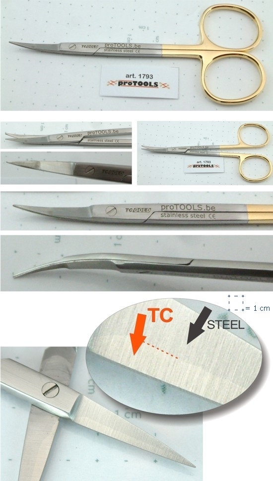 TC Gold Scissors Curved - extra fine blades - 11,5 cm
