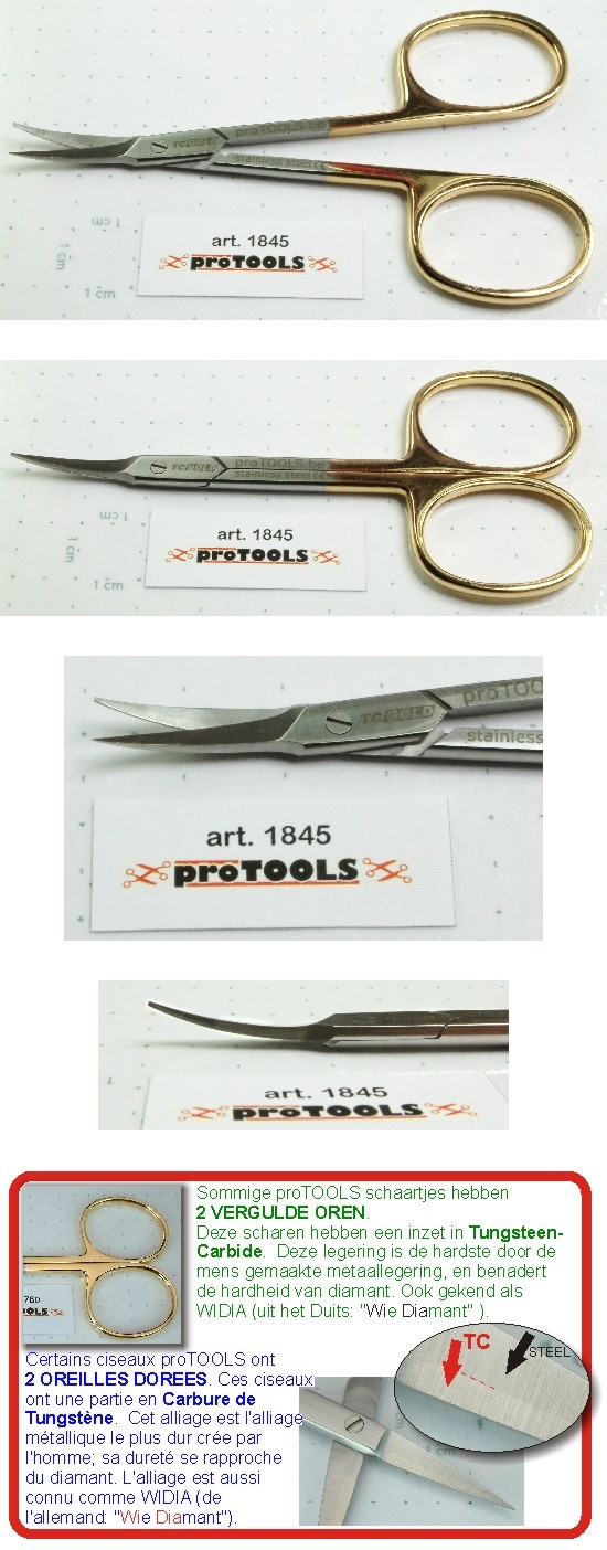 TC Gold Cuticle Scissors Arrow Head Med. Rings Curved - 9 cm