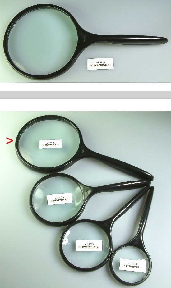 Hand vergrootglas `B` - glazen lens dia.100 mm - dioptrie 3x