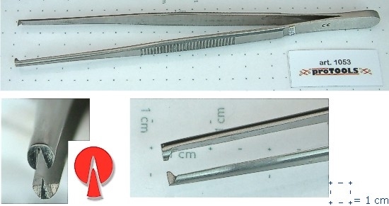 Forceps with 1 on 2 teeth - 14 cm