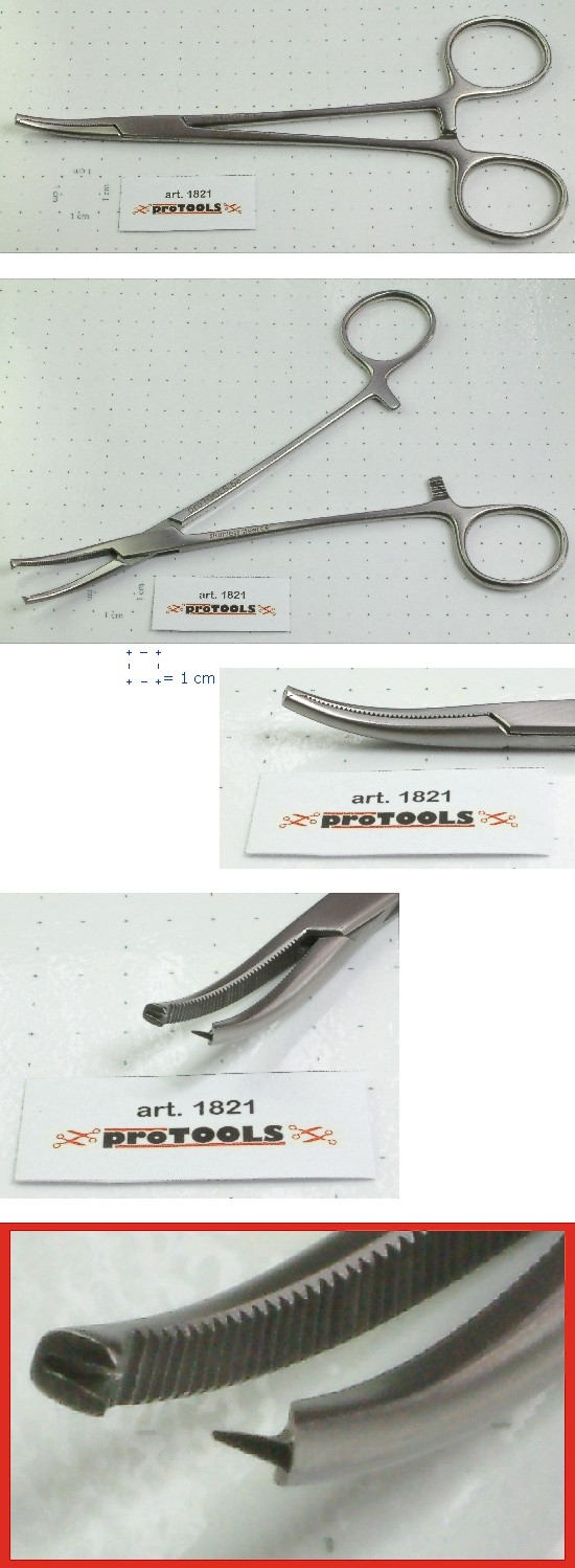 Clamp with 1 on 2 teeth curved - 14 cm