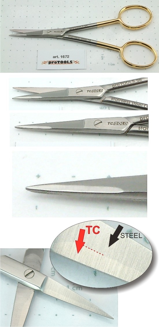 TC Gold Dissecting Scissors - extra fine blades - 11,5 cm
